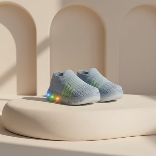 Image of Jugnu Toddler Boy's & Girl's LED Light-Up Shoes | Breathable Mesh First Walking Shoes with Soft Cushioned Insole & Stretchable Slipon Shoe for Infants & Kids (Age 18 Months to 5 Years)