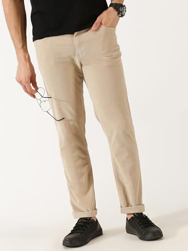 Image of Thomas Scott Men Mid Rise Slim Fit Corduroy Chino Pants