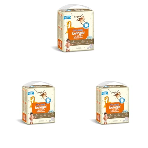 Image of Luxury Baby Diaper|Pant Style Diaper for Baby|Diaper L size|2X preference on Absorption*IAdvanced Leakage Protection|Wetness Indicator|Easy Throw Tape|9-14 kg|50 Pieces (Pack of 3)