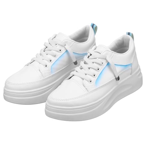 Holibanna 1par Zapatillas De Mujer De Plataforma Casual Color Blanco y Sneakers De Gruesa Talla para Uso Diario y Ocasiones Informales