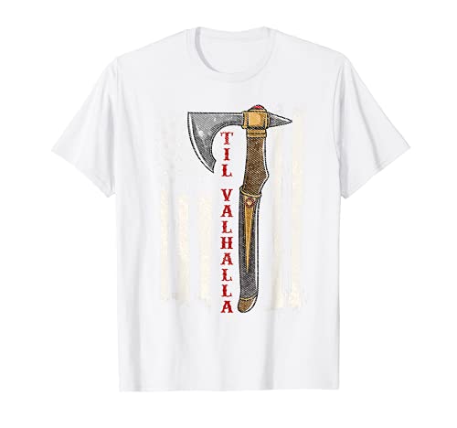American Viking Axe Flag | Til Valhalla T-Shirt Camiseta