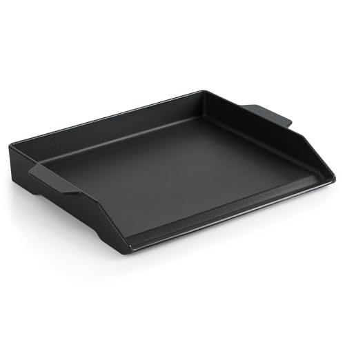 Onlyfire Universal Cast Iron Cooking Griddle, Nonstick Coating Griddle Flat Top Grill Plate with Extra High Sidewalls for Charcoal, Gas Grills and Range Oven, 18.5" × 14"