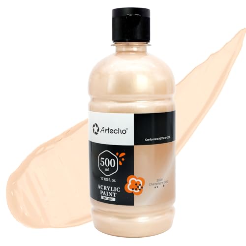 Artecho Peinture acrylique Champagne Gold 500 ml, imperméable et résistante à la lumière, séchage rapide, peinture acrylique pour toile, bois, tissu, artisanat,...