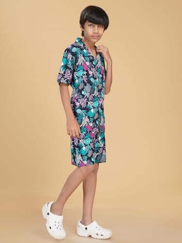 Image of Ninos Dreams Boys Cotton Rayon Halfsleeves Coord Set with Shirt & Shorts /Boys Vacation wear /boys co ord set /Boys Tropical print Shirt & Shorts set /Boys Clothing Set
