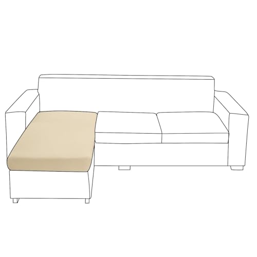 Image of HOKIPO 100% Waterproof Elastic 140gsm Chaise Cover Sectional Couch Covers for L Shaped Sofa, 1 Piece Chaise Cover, Beige (NEW-AR-5355-BGE)