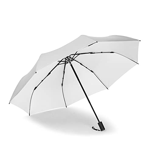 Meichoon Winddichter Regenschirm, 8 Rippen, kompakt, tragbar, faltbar, Auto-Geldbörse, Sonnenschirm mit & einfaches automatisches Öffnen/Schließen Knopf für Einhandbedienung, Weiß Cover