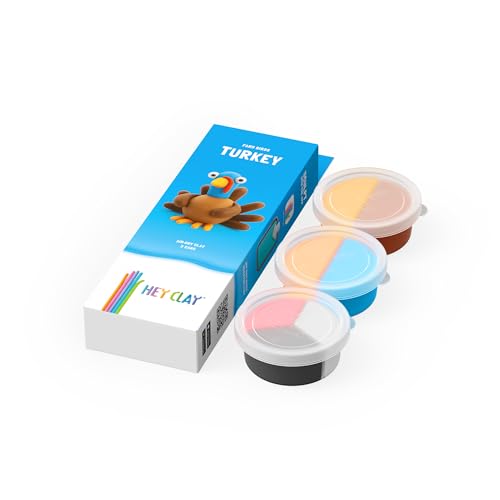 Image of HEY CLAY Modelling Air-Dry Clay with Fun Interactive App - Non-Toxic, Non-Stick Modeling Clay Crafts Set for Kids Ages 3 to 8-3 cans (Farm Birds: Turkey)