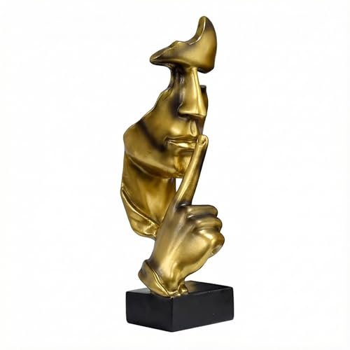 Estatua Abstracta de Silencio Moderno en Resina Dorada 27 cm