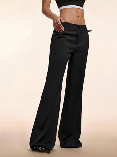 TOOSIS Womens Dress Pants Low Waist Casual Pocket Flared Leg Pants Work Pants3