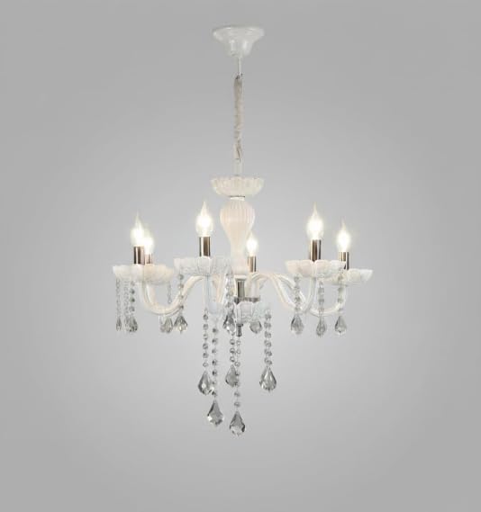 Image of Chandelier Modern K9 Crystal Chandelier Lighting, Clear Crystal Ceiling Light Fixture Pendant Lamp (Bulb Included) White Colour and Crystal Clear