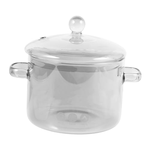 UKCOCO Olla de Vidrio Resistente al Calor con Tapa Cacerola de Cocina Multipropósito para Sopas Leche y Fideos Capacidad para Cocina Eléctrica Inducción