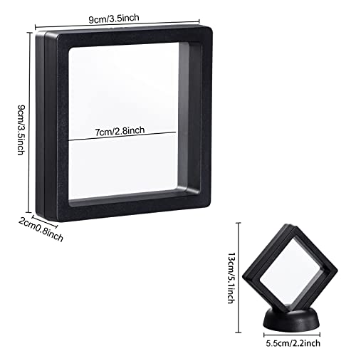 Image of 10 Pack 3.5x3.5x0.8 inch Black Plastic & Polyethylene Coin Display Case with Base for Coin, Medal, Specimen & Jewelry