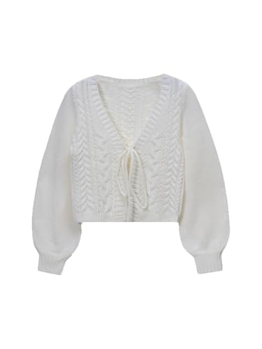 SOLY HUX Cardigan Sweaters for Women Cropped Tie Front Bow