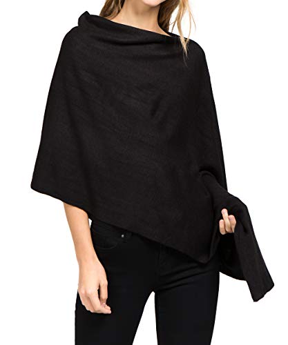 Image of Scarfand's Versatile V-Neck Boat Neck Cashmere Feel Poncho Sweater Bright Solid Colors