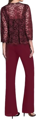 Elegant Black Lace Mother of the Bride Pantsuit Set - Size 18 Plus by TIANMEI - Image 4