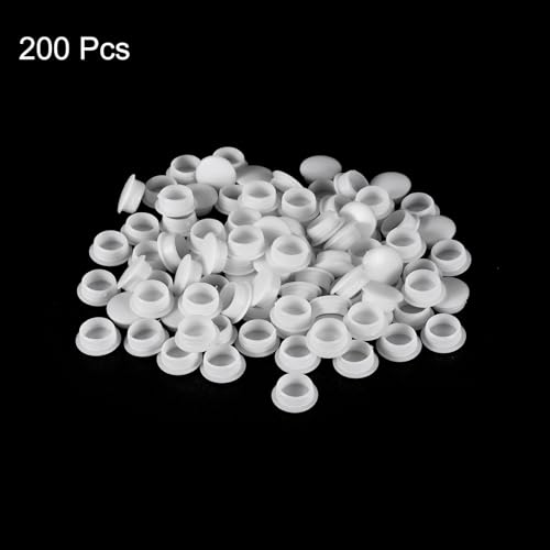 Image of uxcell 250Pcs Screw Hole Plugs, 12mm(15 /32 inch) Dia Plastic Snap in Locking Hole Covers Flush Type Caps for Furniture Cabinet Cupboard, White