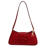 CtiUjdx Red Handbag, Fashionable Small Bag with Cherry Keychain, Versatile Daily Accessory for Commuting and Social Events, Red Clutch Bag for Women with Compact Design
