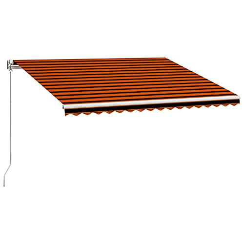 Tidyard Markise Einziehbar Handbetrieben Gelenkarmmarkise Balkonmarkise Sonnenschutz Sichtschutz Terrasse Balkon Orange und Braun 400 x 300cm (L x B)