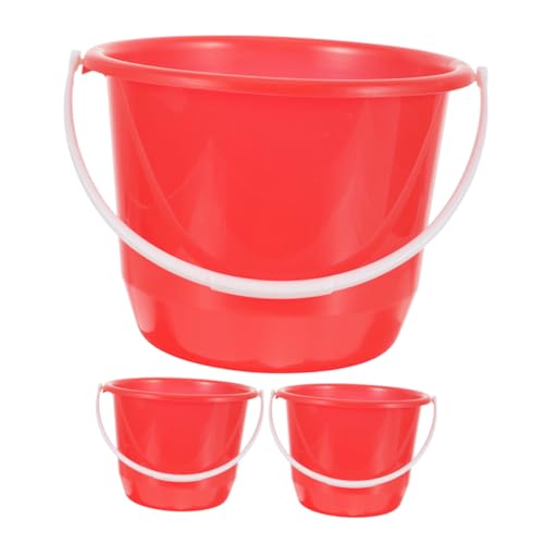 HANABASS 3pcs Durable Plastic Water Bucket Multi Functional Small Bucket with Handle for Easy Carrying for Car Wash Gardening and Home Cleaning Tasks