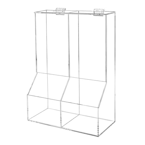 Marketing Holders Divided Condiment Bin with Lid 2 Compartment Sugar Packets or Wrapped Candy Caddy Clear Acrylic 8.5" x 12" Tabletop Organizer for Bakeries and Restaurants