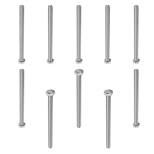 Image of Bettomshin 10Pcs M8 x 120mm Hex Bolts, 304 Stainless Steel 1.25mm Thread Pitch Fully Threaded Metric Hex Head Screw Bolts, Hexagon Screw Bolt, Hex Tap Bolts, Silver (Overall Size 125.45x13x13mm)