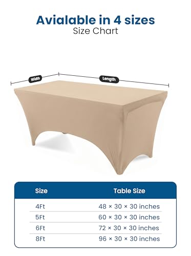 Image of Utopia Kitchen Spandex Tablecloth 1 Pack [6FT, Champagne] Tight, Fitted, Washable and Wrinkle Resistant Stretch Rectangular Patio Table Cover for Event, Wedding, Banquet & Parties [72Lx30Wx30H Inch]