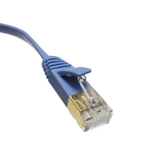 KEYDEX Flat CAT7 SSTP 600Mhz Gold-Plated Snagless Network Lan Ethernet Patch Cable (10 ft)