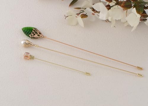 Image of Alilang 3Pcs Vintage Style Hat Lapel Brooch Pins with Flexible Bendable Design for Secure Fit on Hats, Scarves, and Suits