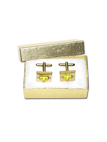 Mancuernillas para hombre doradas con diseño interruptor miniatura 2