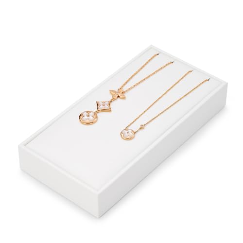 Jewelry Stand Pendant Necklace Drawer Jewelry Organizer Tray White Bracelets Display Holder PU Leather