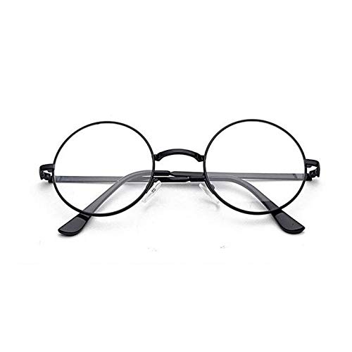 ARZONAI Round Mens & Women UV Protected Sunglasses Black Frame, Transparent Lens (Medium) Pack of 1