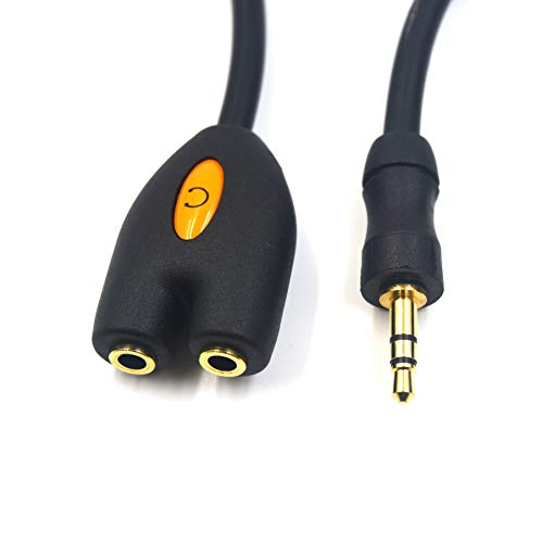 Poyiccot 3.5mm Headphone Splitter, 3.5mm Male to 2 Female Splitter Y Jack AUX Adapter Compatible Headset Tablet Smartphone MP3 Player & More, Black