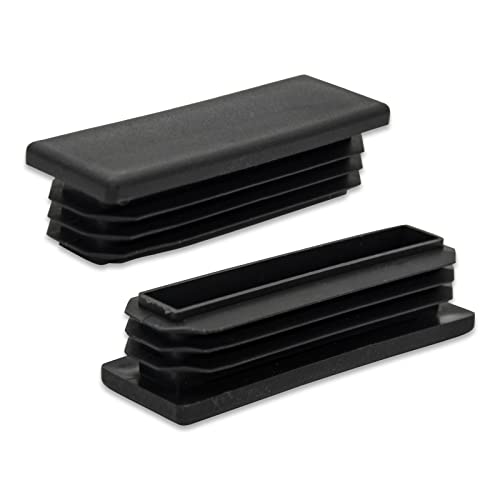 Image of Flyshop Chair Glide Inserts, Black, 25 x 75 mm (1 inch x 3 inch) | 8 Pack, Plastic Plugs, Rectangle Pipe Tubing End Caps