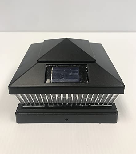 1-Pack Solar LED Black 6 x 6 Vinyl PVC Wood Square Fence Post Cap Deck Outdoor Garden Light…
