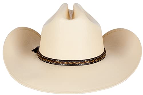 Queue Essentials Western Style Pinch Front Straw Canvas Cowboy Cowgirl Straw Hat (Canvas Sand, Sm) #TOP3