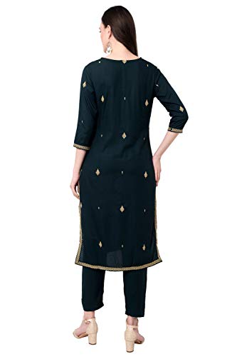 Image of Arayna Women's Embroidered Rayon Kurta Palazzo Set with Dupatta