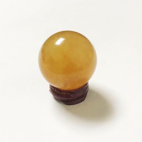 Quartz Gemstone Sphere Ball with Stand for Balancing Feng Shui Ball Crystal Divination Stone Sphere Ball Gift & Home Decor,Yello