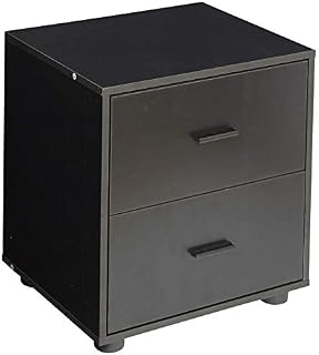 URBNLIVING 2 Black Drawer Bedside Cabinet