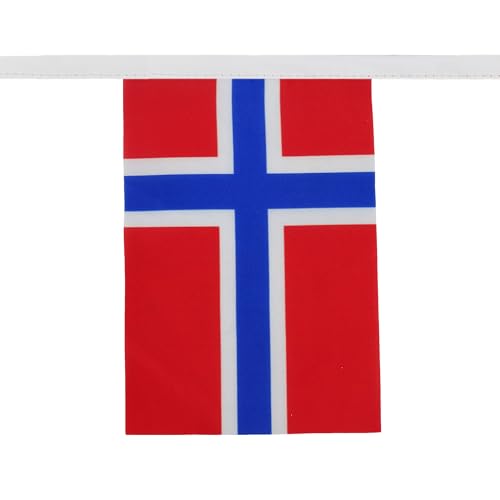 Image of AZ FLAG Norway 6 meters BUNTING Flag 20 flags 9'' x 6'' - Norwegian STRING flags 15 x 21 cm