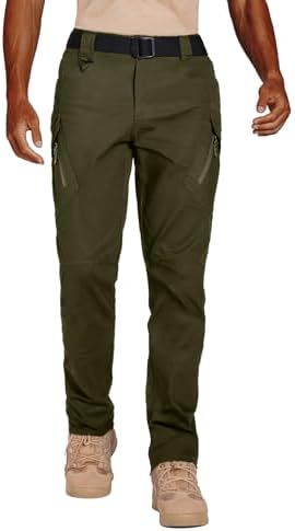 Susclude Men’s Outdoor Cargo Work Trousers Military Tactical Pants Ripstop Assault Combat Trousers Hiking Pants Men