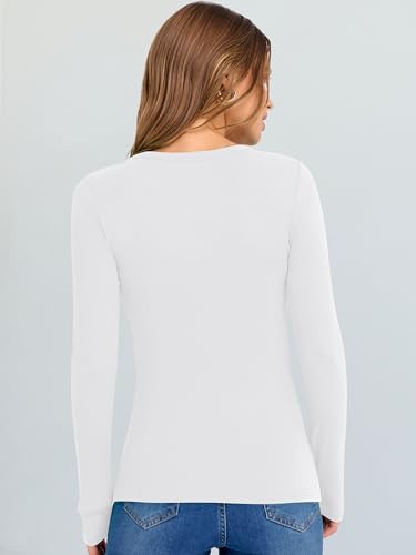 Image of ANRABESS Long Sleeve V Neck Shirts for Women | Soft Comfy Ribbed Knit Fitted Tshirts, Casual Going Out Tops, 2026 Trendy Basic, Fall Winter Underscrub Layering Clothes