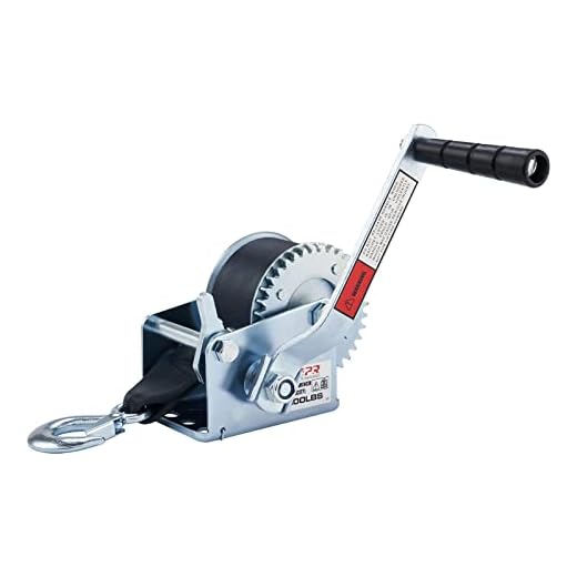 OPENROAD 600lbs Boat Winch Strap with Hook,Hand Crank Gear Winch, Portable Manual Winch for Trailer, Strap Hand Winch