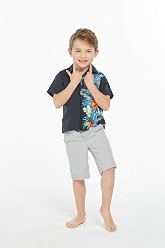 Image of Matchable Family Hawaiian Luau Men Women Girl Boy Clothes in Orchid Paradise Navy