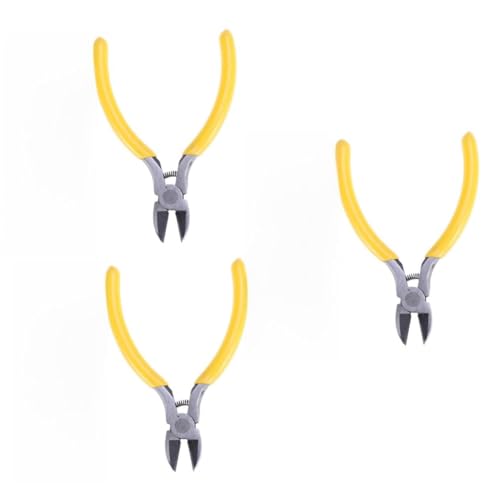 DOITOOL 3piezas Alicates Miniatura Para Corte Diagonal Herramienta De Joyería Con Mango Ergonómico y Antideslizante Amarillo Para Manualidades y Electrónica