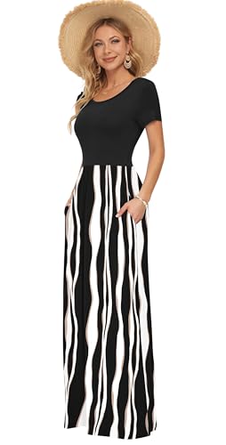 Image of AUSELILY Women's Classic Short Sleeve Loose Plain Casual Long Maxi Dresses for Women 2026