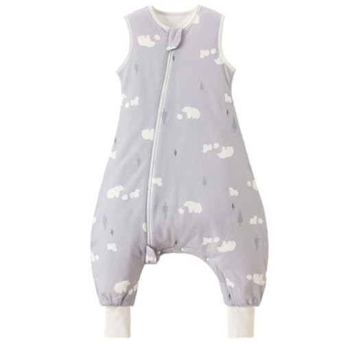Image of Super Soft 1.5 TOG Sleep Sack with Legs, 100% Cotton Warm Comfy All Season Toddler Sleep Sack with Feet, White Bear, Size M