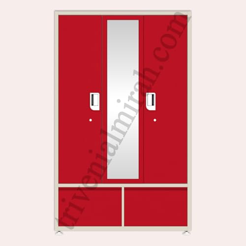 Image of Triveni GANGA-3 Almirah | 10-Year Guarantee on Paint and Lock | Triple Door (3-Door) Steel Wardrobe with Full Mirror |10 Hangers & 8 Hanging Hooks | Number Circle Locker | Bangle Drawer |48 Inch Wide