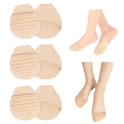 3Pairs Women's Toe Topper Liner Socks with Cushion,Toe Cover Half Socks,No Show Liner Half Socks For Heels Flat Shoes
