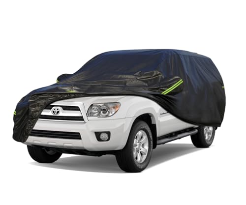Image of KouKou Waterproof SUV Car Cover Suitable for Toyota 4Runner 4 Runner from 1995 to 2025, 7 Layers Windproof All Weather Waterproof Outdoor Cover Sun Rain UV Dust Snow Protection. Black