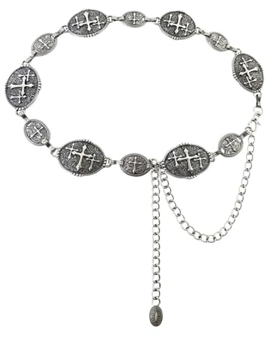 TOPACC Western Metal Concho Belts for Women Boho Cowgirl Chain Belt for Dresses Jeans Country Concert Outfit